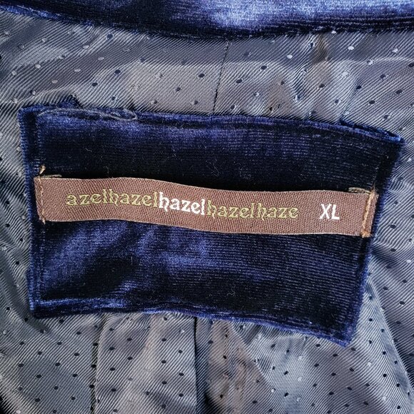 Anthropologie Hazel Blue Velvet Blazer Stretch Jacket Velour sz XL Boho Nautical - Picture 3 of 13